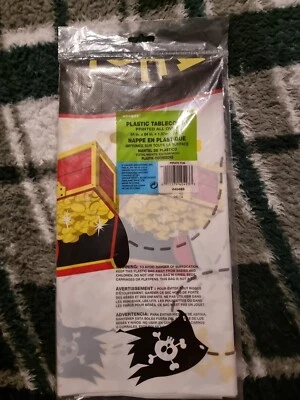 Nuevo mantel de plástico 1,37 m X 2,13 m diente dorado tema pirata X 2 Foto 1 de 4