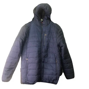 $98 Spire by Galaxy Men's Blue Fleece Lined Hooded Puffer Coat Jacket Size L - Picture 1 of 2