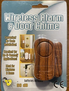 HDI Home Security Wireless Alarm Faux Wood Door Chime Battery Operated New - Picture 1 of 3