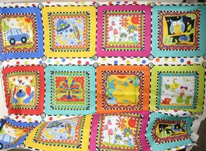In the Beginning "Extraordinary World" Children's Quilt 12 Panel Pc - 36"X42" - Picture 1 of 6