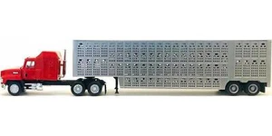 Mack CH 613 con cabina para dormir con remolque de ganado 1/87 HO modelo de plástico Promotex - Imagen 1 de 4