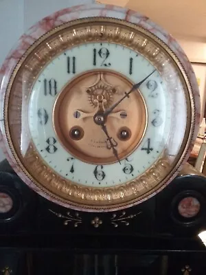 "A Lambert- Crèpy en valois"18th century antique marble clock with pillars  - Image 1 of 4