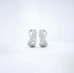 1 Ct Women's Hoop Earrings 14K White Gold 14K Yellow Gold Plated Solid Silver - Picture 1 of 24