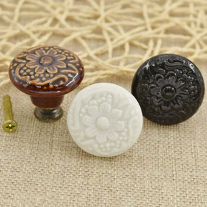 Vintage Flower Ceramic Knob Cabinet Furniture Room Pulls Drawer for Home Decor - Picture 1 of 9
