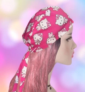 Hello Kitty Scrub Cap, Tie Back Scrub Cap, Unisex Scrub Cap - Picture 1 of 1