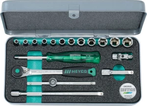 HEYCO STECKSCHLÜSSEL SATZ 1/4" 4-13mm Nüsse Knarre Verlängerung SOCKET SET 27-35 - Bild 1 von 1