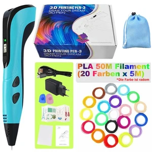 DIY Kinder 3D-Druckstift mit Anzeige 3 Startfarben von PLA-Filament Mehrfarbig - Afbeelding 1 van 31