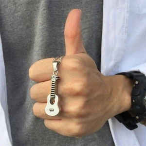 Guitar Cremation Pendants Ashes Holder Box Memorial Urn Necklace Stainless Steel - Picture 1 of 8