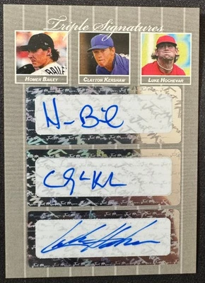 2007 Just Minors Triple Signature AUTO 9/25 Clayton Kershaw, Hochevar, Bailey - Image 1 of 2