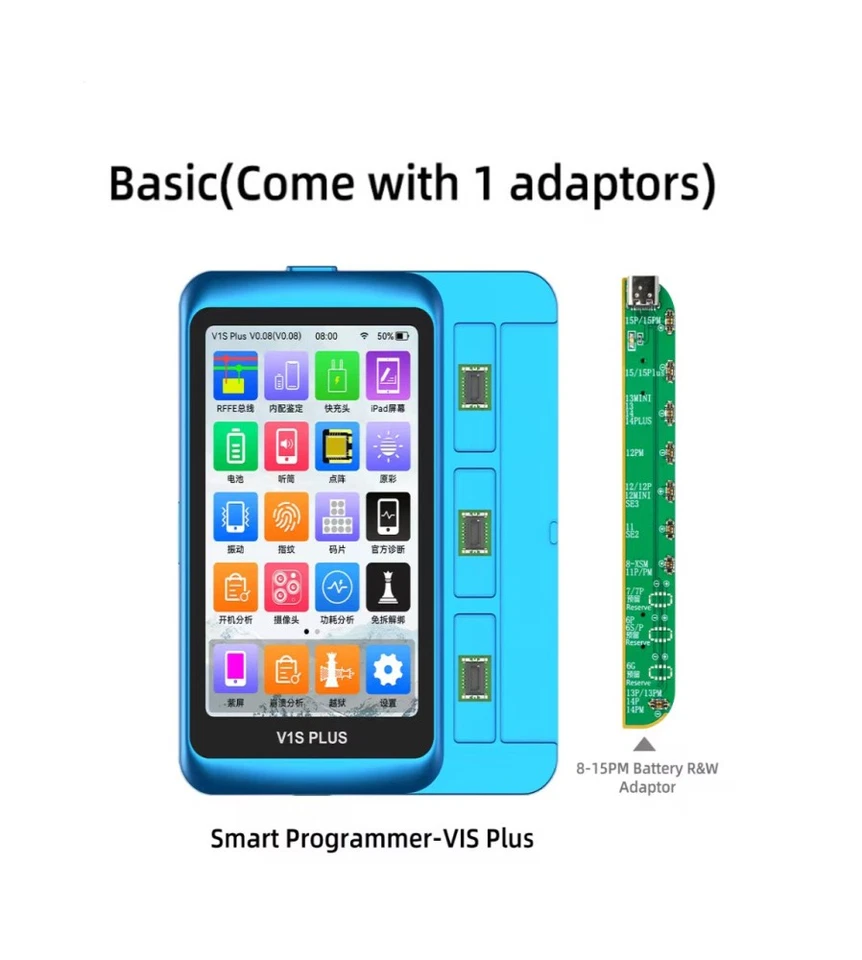 JC-V1S Plus Smart Programmer with Battery R&W Adaptor for 8-15 Pro Max - Image 1 of 1