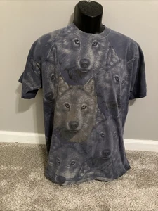 Vtg Radical Nature Wolf Shirt Mens XL All Over Print Animal Graphic 100% Cotton - Picture 1 of 4