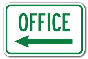 Office with Left Arrow Aluminum 8 x 12 Metal Novelty Sign  - Picture 1 of 1