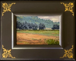 Signed Framed Original Impressionist Landscape Oil Painting - River View Farm - Picture 1 of 6