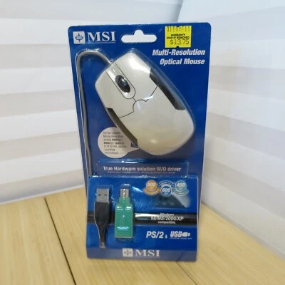 NOS NIB Vintage MSI Multi-Resolution Optical Mouse USB with PS2 adapter - Image 1 of 4