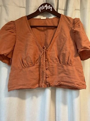 Blusa Levi’s Luisa Manga Corta Lino Mezcla Algodón Talla Mediana Foto 1 de 4