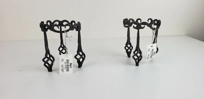 2 Metal Candle Holder Stand Decor 3" Tall Bohemian Industrial Rustic Styled  - Image 1 of 4