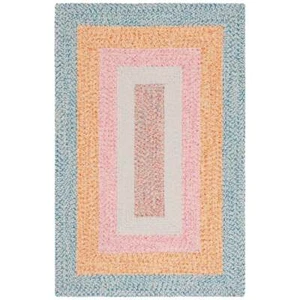 Safavieh Braided 5'-0" x 5'-0" Square Hand Woven Rug in Aqua / Pink - Picture 1 of 7