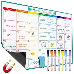 Magnetic Monthly Calendar White Board Planner for Fridge Refrigerator Daily Task - Picture 1 of 7