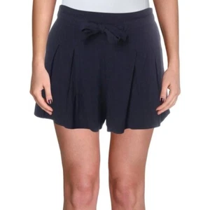 Aqua Mujer Nuevo M/L Azul Marino Lino Cintura Alta Pantalones Cortos L - Imagen 1 de 8