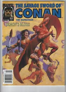 Savage Sword of Conan #203, variante da edicola, VF/NM 9.0, 1a stampa, 1992, scansione - Foto 1 di 1