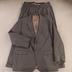 VTG Prince of Wales Check Suit XL Gray Blue Glen Plaid 100% Wool 46L 38x32 - Picture 1 of 22
