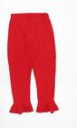 Boohoo Womens Red Polyester Cropped Trousers Size 10 Regular