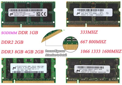 Micron DDR2 8G 8GB/4GB/2GB PC2 5300 6400 DDR3 800 1333MHz Laptop Memory RAM Lot - Image 1 of 4