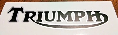 Pegatina tanque gasolina Triumph 1.25" x 5.5" negra con borde plateado TR5T Trophy Trail Foto 1 de 2