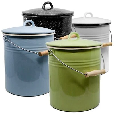 Wassereimer 11,5L Email Emaille Eimer Mülleimer Bioeimer Ascheeimer + Deckel TOP - Bild 1 von 4