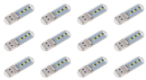 12Pcs LED USB 5VDC Mini Plug-In Emergency or Night Light Cool White 12X - Picture 1 of 3