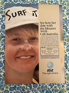 Vintage 1987 AT & T Long Distance Telephone Print Ad Call Australia - Picture 1 of 7