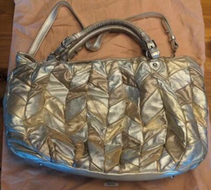 Miu Miu Handtasche Leder 2-Wege Silber Gold Auth 103449 - Bild 1 von 7