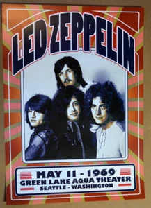 LED ZEPPELIN - 1969 - GREEN LAKE - SEATTLE - POSTER - COMEMORATIVE - PLANT - - Picture 1 of 4