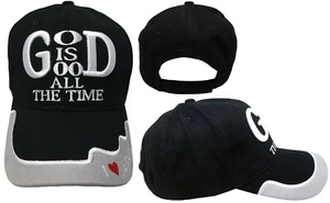 God Is Good All The Time Black I Love Jesus (Plain Back) Embroidered Hat Cap - Picture 1 of 5