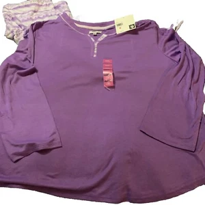 Anne Klein Pj Set Viola Viola Fairisle Nuovo con etichette Taglie Forti XXL Peluche Salotto - Foto 1 di 5