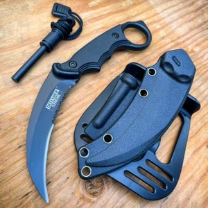TACTICAL COMBAT KARAMBIT KNIFE SURVIVAL HUNTING BOWIE Fixed Blade w/ SHEATH - Picture 1 of 5