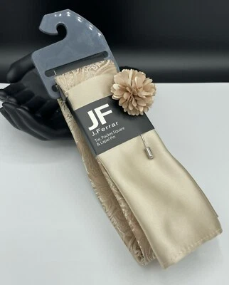 Corbata, cuadrado de bolsillo y pin de etiqueta para hombre JF J. FERAR ~ crudo ~ NUEVO PRECIO DE VENTA SUGERIDO POR EL FABRICANTE: $45. Foto 1 de 2