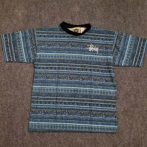 Vintage WEEDS T-Shirt Mens Small Geometric STUSSY Dog Town Skater Surfer Aztec - Picture 1 of 10