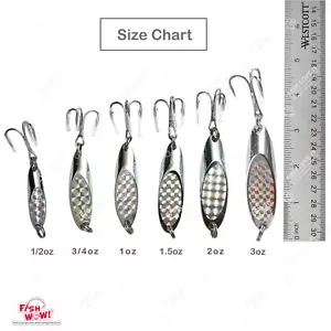 1/2oz 1oz 3/4oz 1.5oz 2oz 3oz Silver Laser Fishing Champ Kast Spoon cast Jig lot - Picture 1 of 18