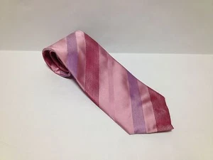 Corbata Kenneth Cole New York Rosa Púrpura Rojo Rayas Roscada Seda Cuello (659) - Imagen 1 de 4