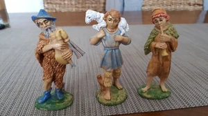 KRIPPENFIGUREN 3 Figuren Made in Italy Wollschafe Hirten Musiker - Bild 1 von 2