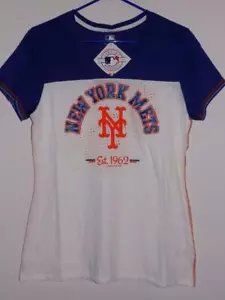 New York Mets t shirt donna scollo a V bianca nuova con etichetta - Foto 1 di 4