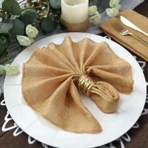 GOLD 5 Rustic 19" x 19" Faux Burlap Dinner Table NAPKINS Party Decorations - Picture 1 of 8
