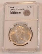 CERTIFIED 1966 SILVER $1 DOLLAR CANADA VOYAGEUR COIN - MS 61