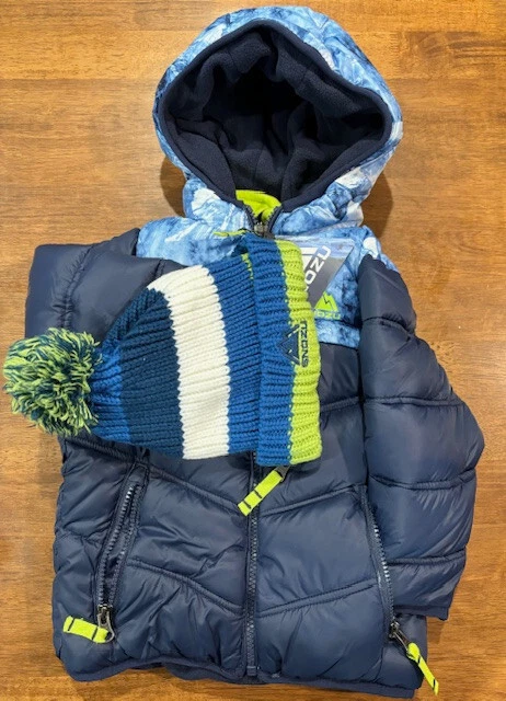 Snozu BOYS Hoodie With Comfy Fleece Inner Bib and Knit Hat(BLUE 2T)
