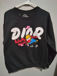 Maglione girocollo uomo M World Tour Simpson Dior graffiti nero peso medio - Foto 1 di 4