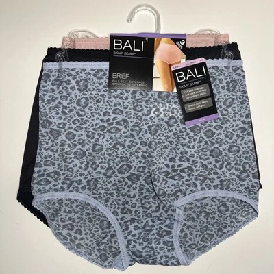Bali Skimp Skamp BRIEFS panties 3-Pairs Blue Pink DFA633 Nylon women M/6 NEW - Image 1 of 4