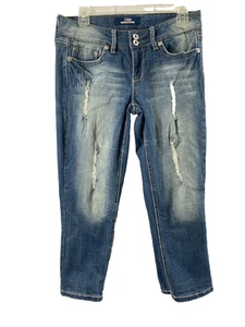 YMI Ankle Jeans Junior Größe 9 Distress Medium Wash Denim dicke Nähte Stretch - Bild 1 von 12