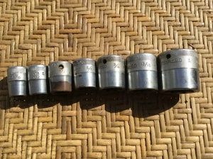 Juego de enchufes a presión 8 puntos doble cuadrado 1/2” unidad SAE moleteado vintage 7 piezas - Imagen 1 de 6