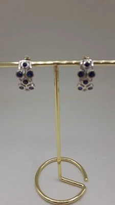 Masoala Sapphire Bubbles Hoop Earrings In Rhodium Over Sterling Silver 2.75 ctw - Image 1 of 4